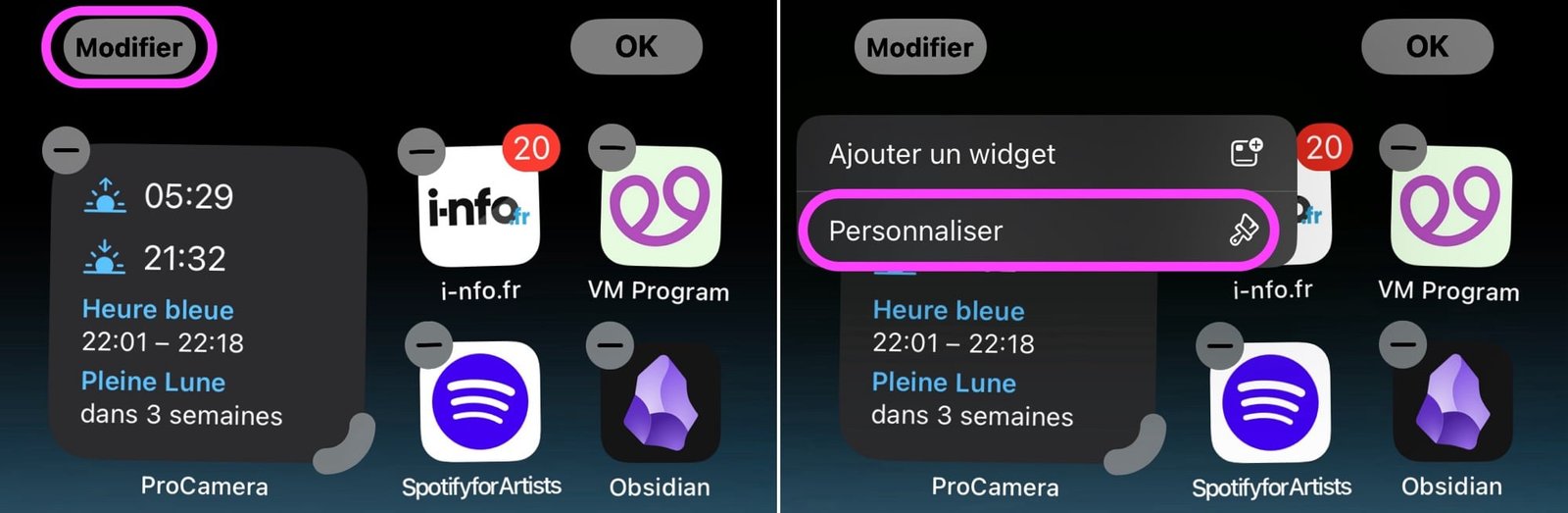 Modify and customize home screen