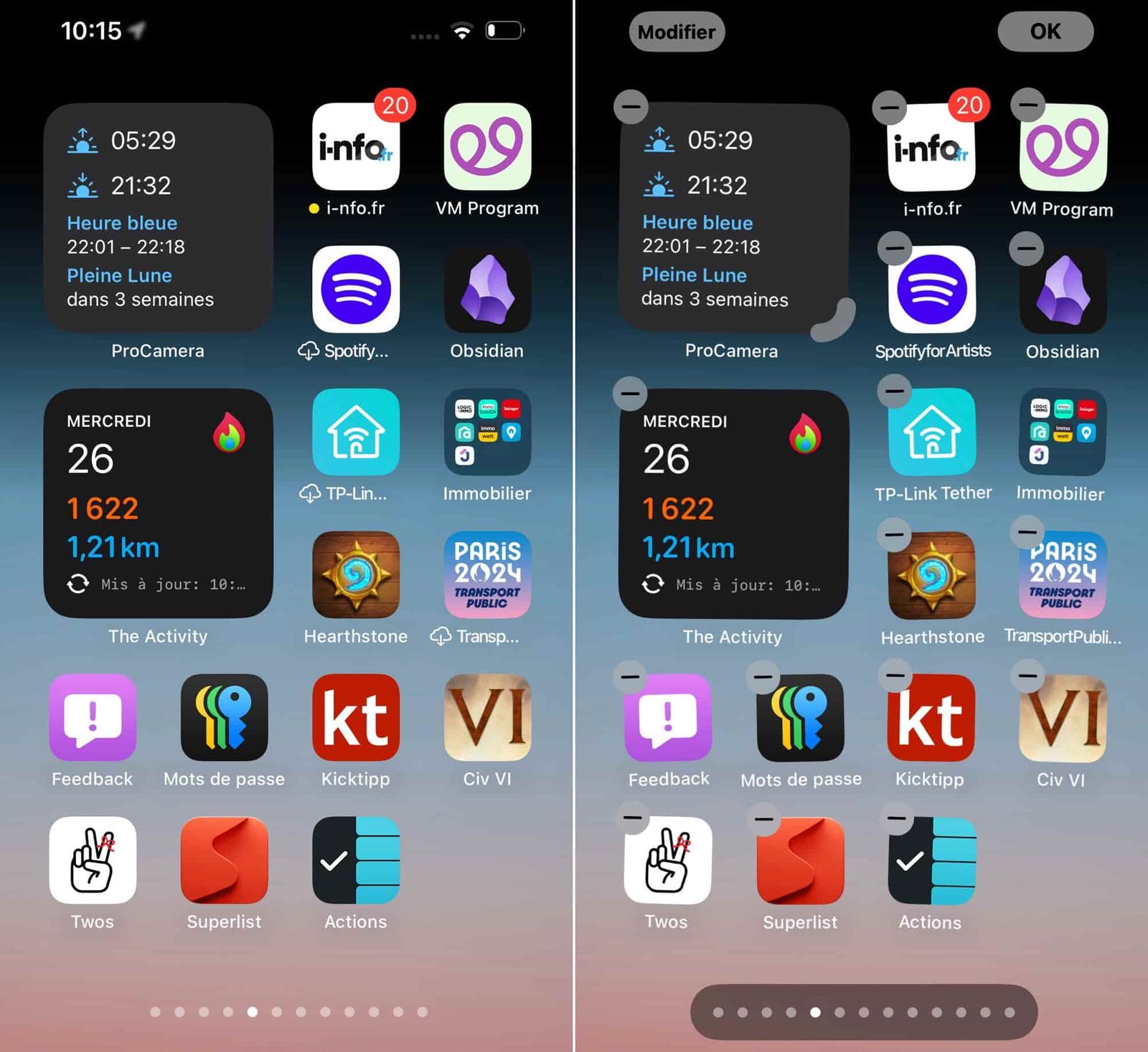 Modify a home screen