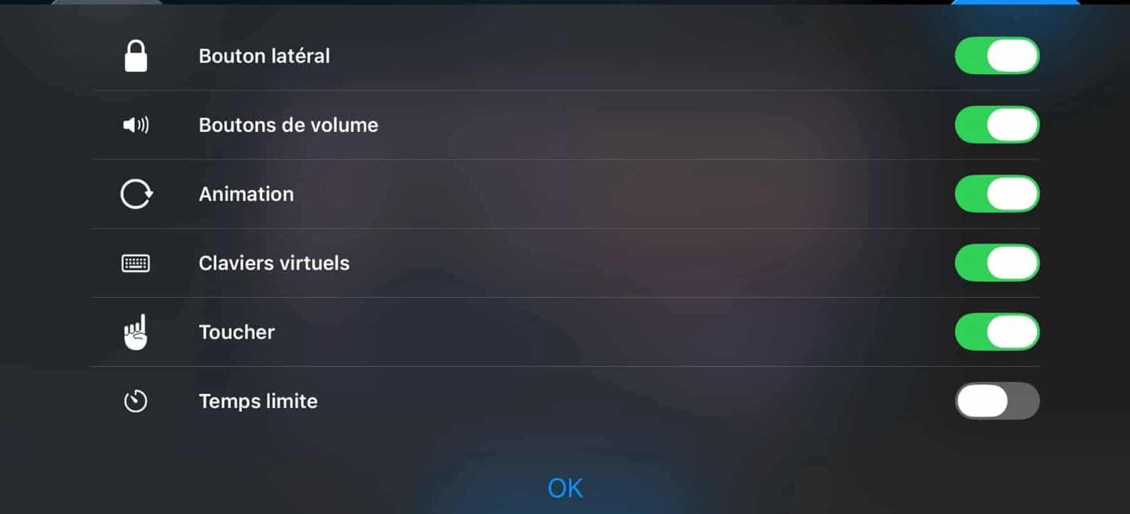 Guided access options