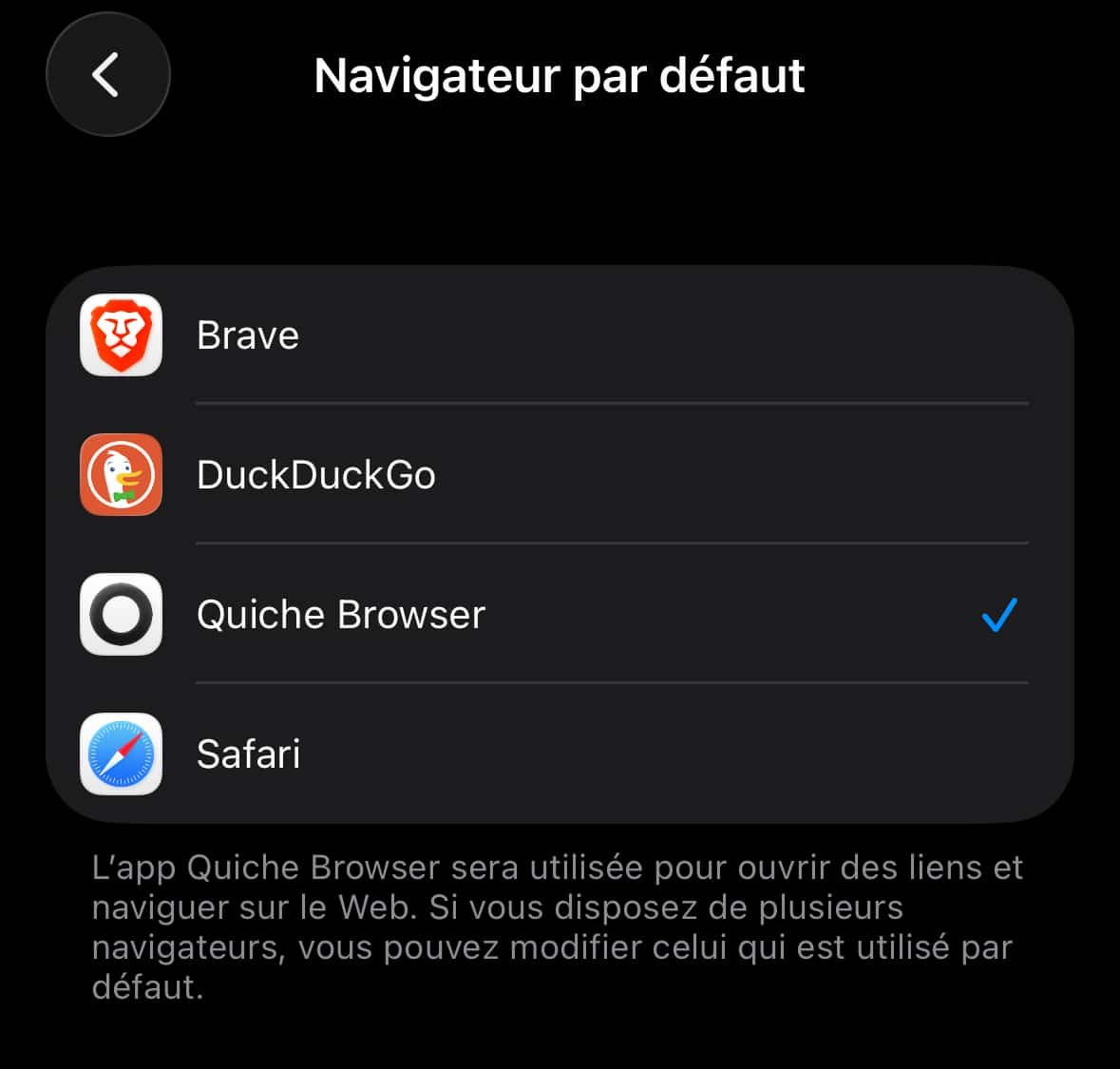 Default browser Quiche Browser