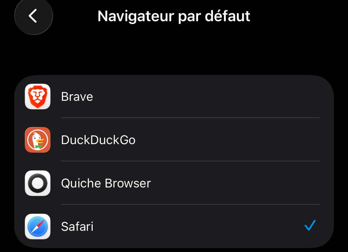 Default browser Safari