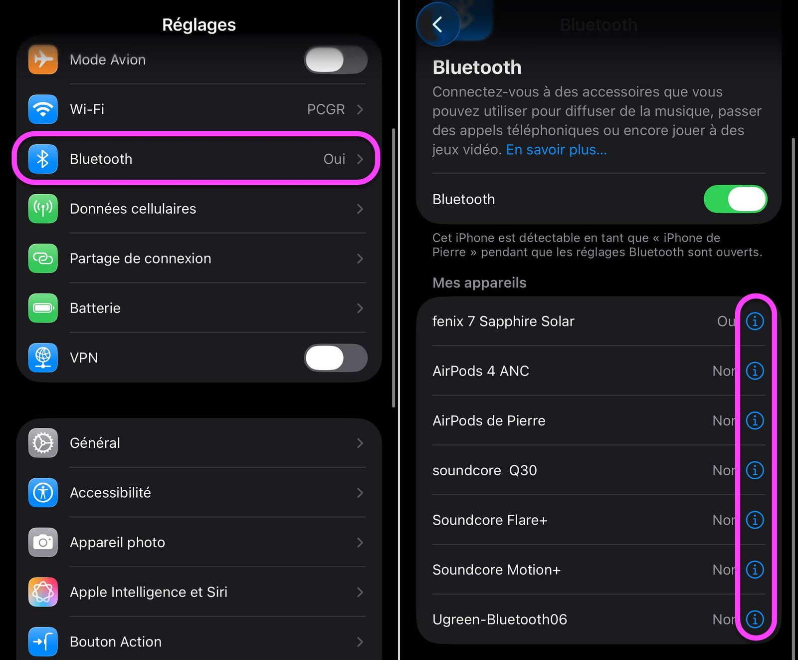 Bluetooth device type settings